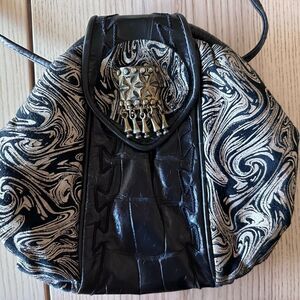 Park Ave Int Vintage genuine leather alligator brocade and metal detailing purse